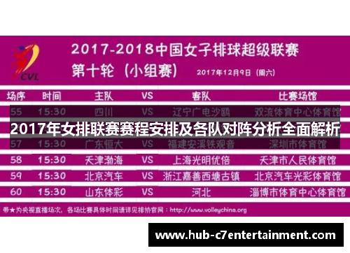 2017年女排联赛赛程安排及各队对阵分析全面解析