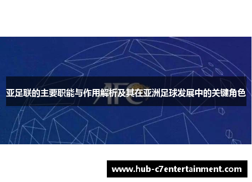 亚足联的主要职能与作用解析及其在亚洲足球发展中的关键角色